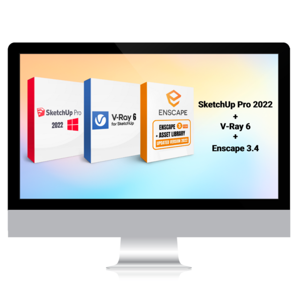 SketchUp Pro 2022 + V-Ray 6 + Enscape 3.4 + Asset Library | Latest 2022 l Windows