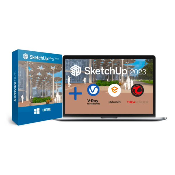 LATEST 2023 SketchUp pro 2023 | vray next 6 | enscape 3.5 | asset library | layout | style builder | lifetime